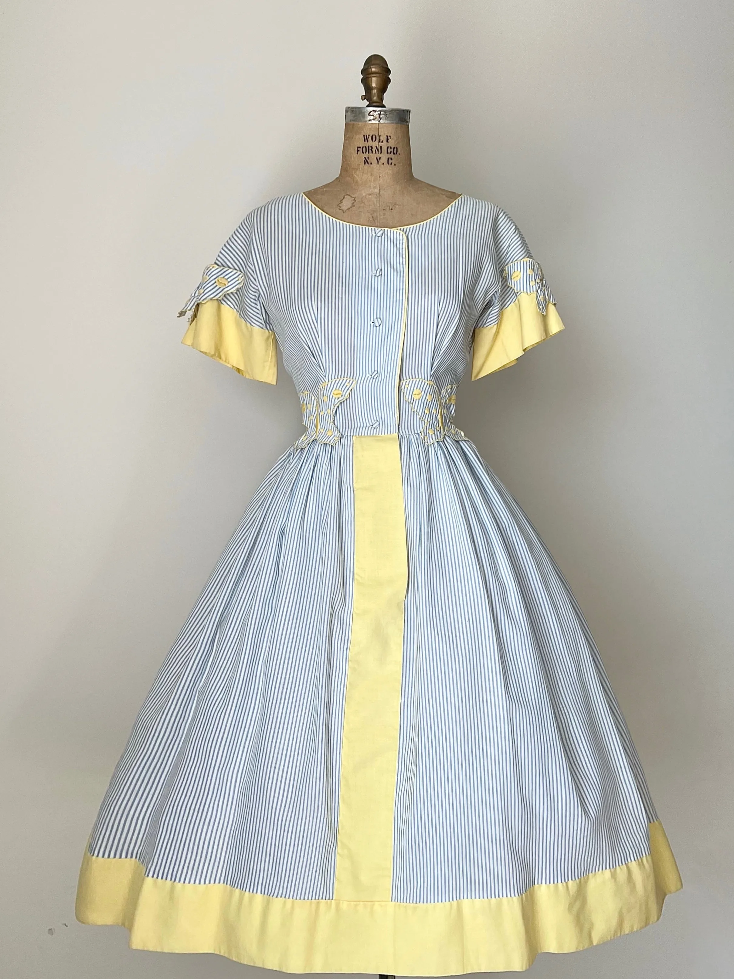 1950s Seersucker Butterfly Dress M/L