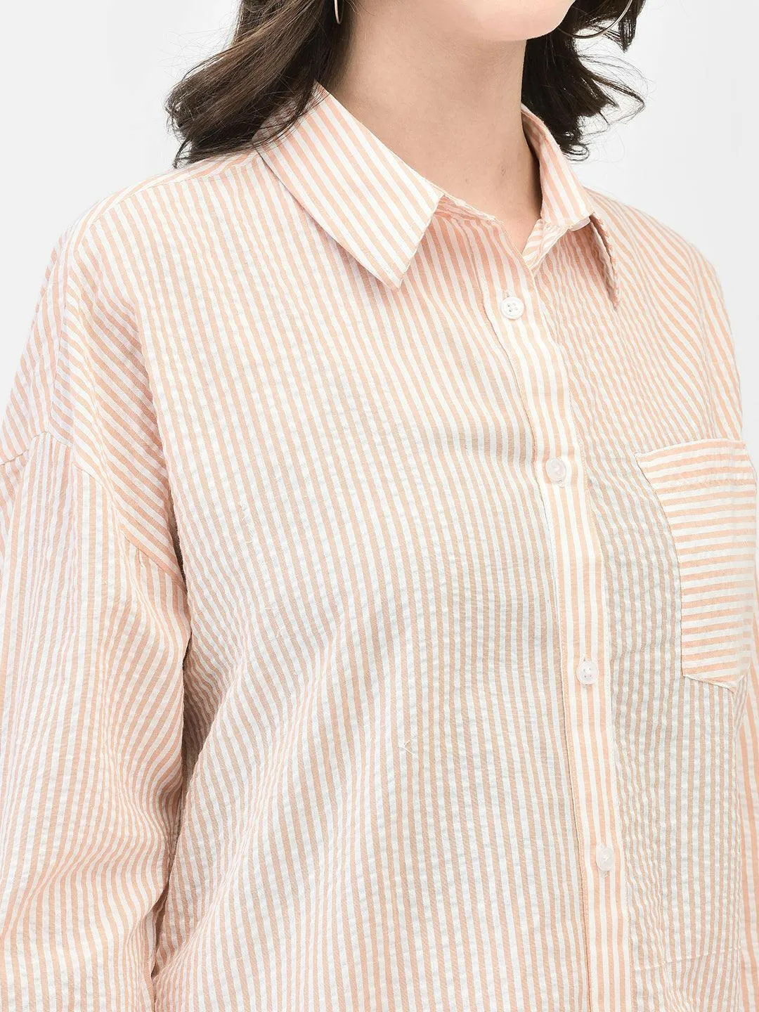 APRICOT SEERSUCKER SHIRT