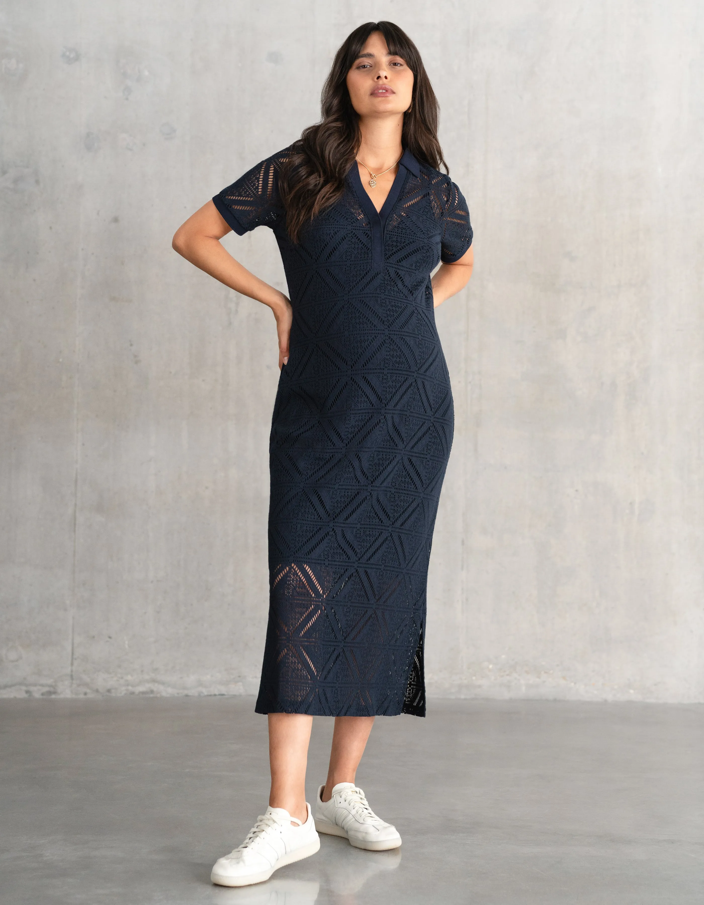Crochet Knitted Maternity   Nursing Midi Dress