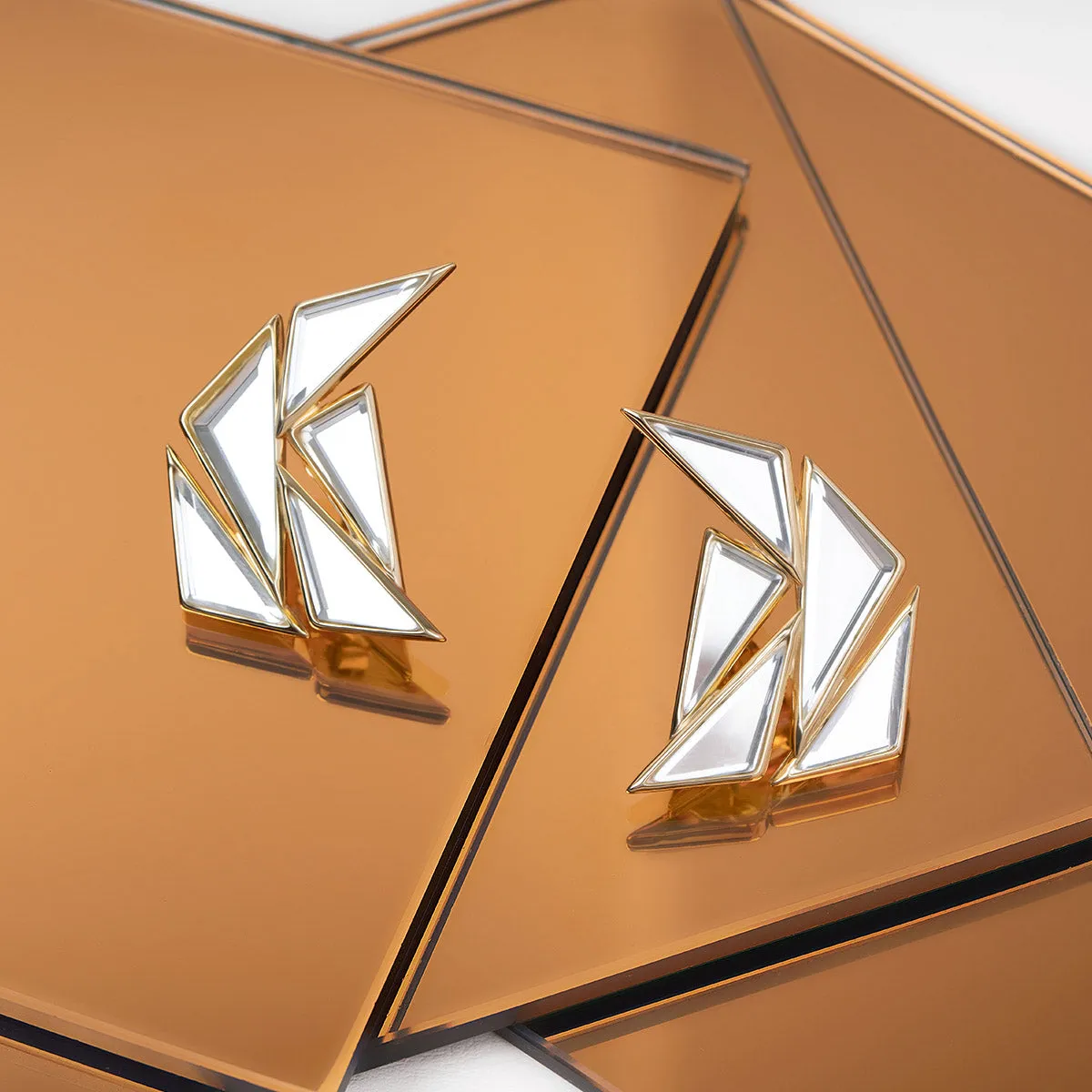 Demi Goddess Mirror Cluster Stud Earrings