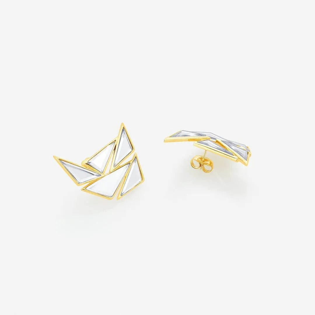 Demi Goddess Mirror Cluster Stud Earrings