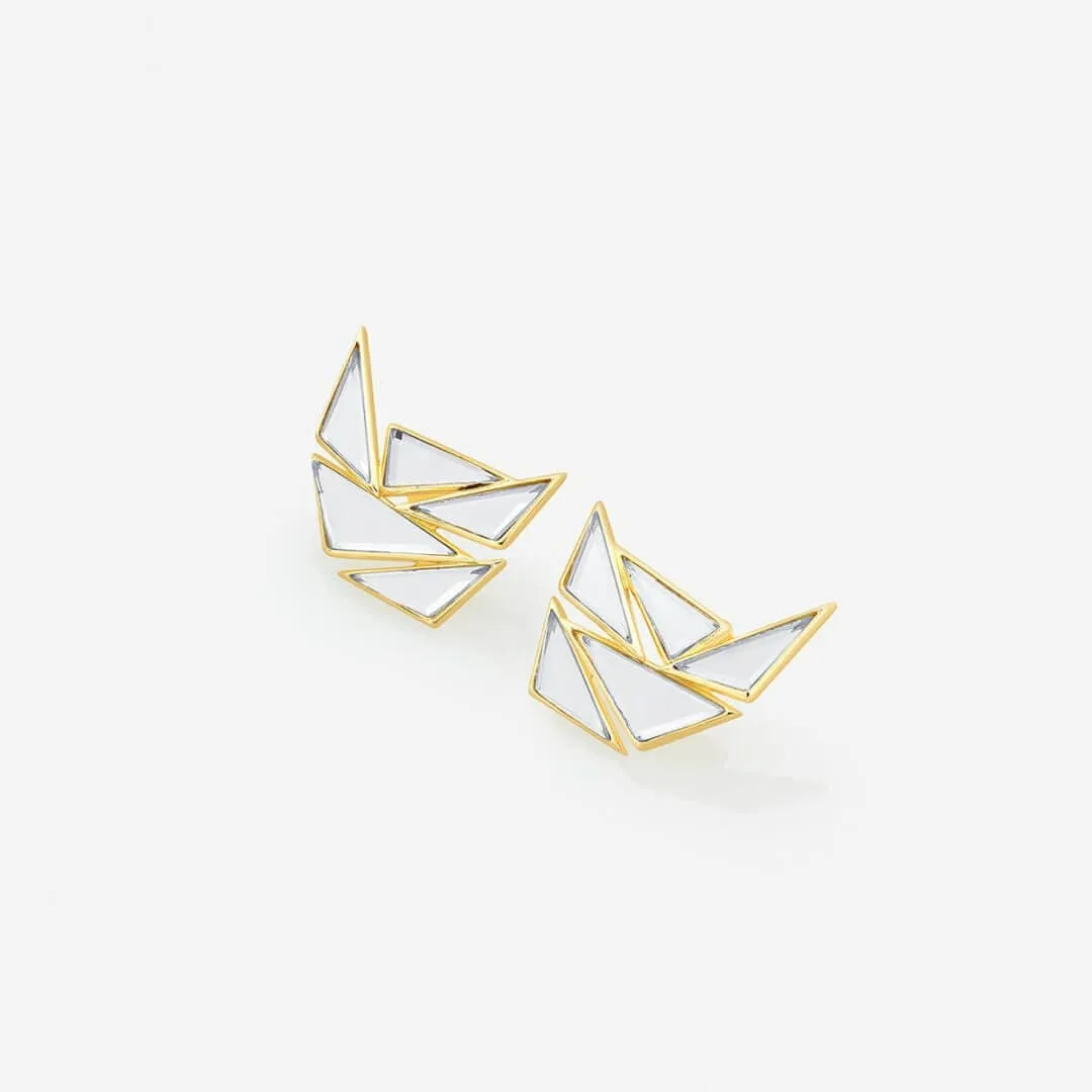 Demi Goddess Mirror Cluster Stud Earrings