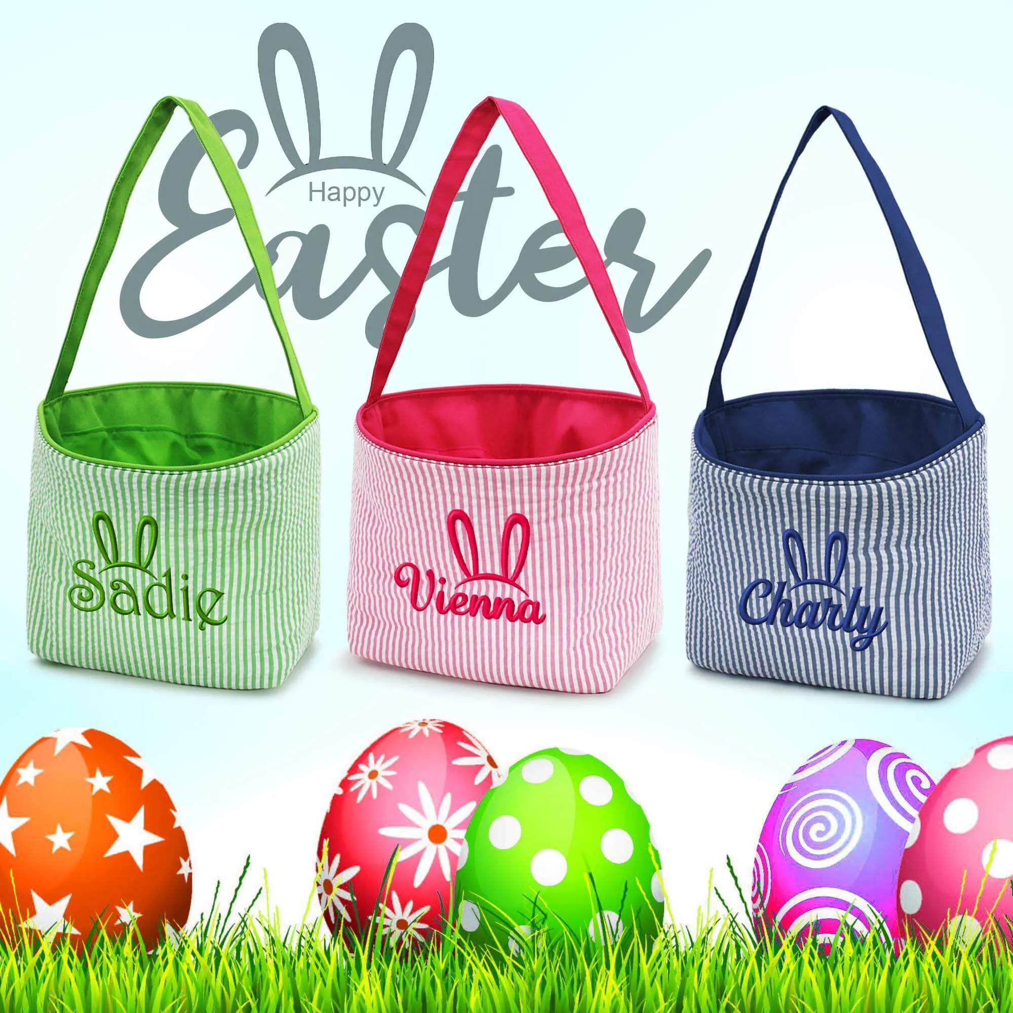 K110 | EASTER BUCKETS - SEERSUCKER