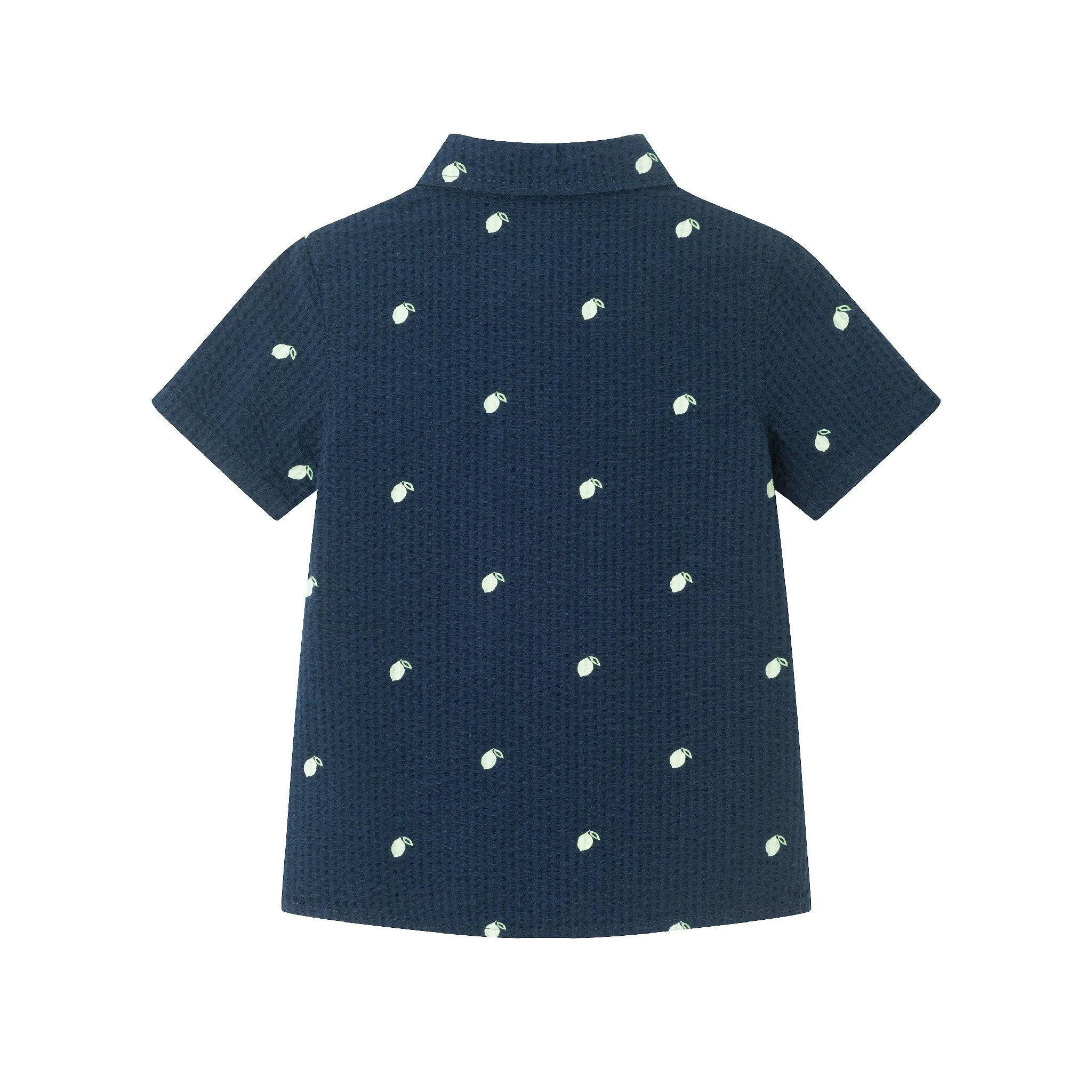 Kids (2-8) Seersucker Short Sleeve Buttondown Set | Navy Limes