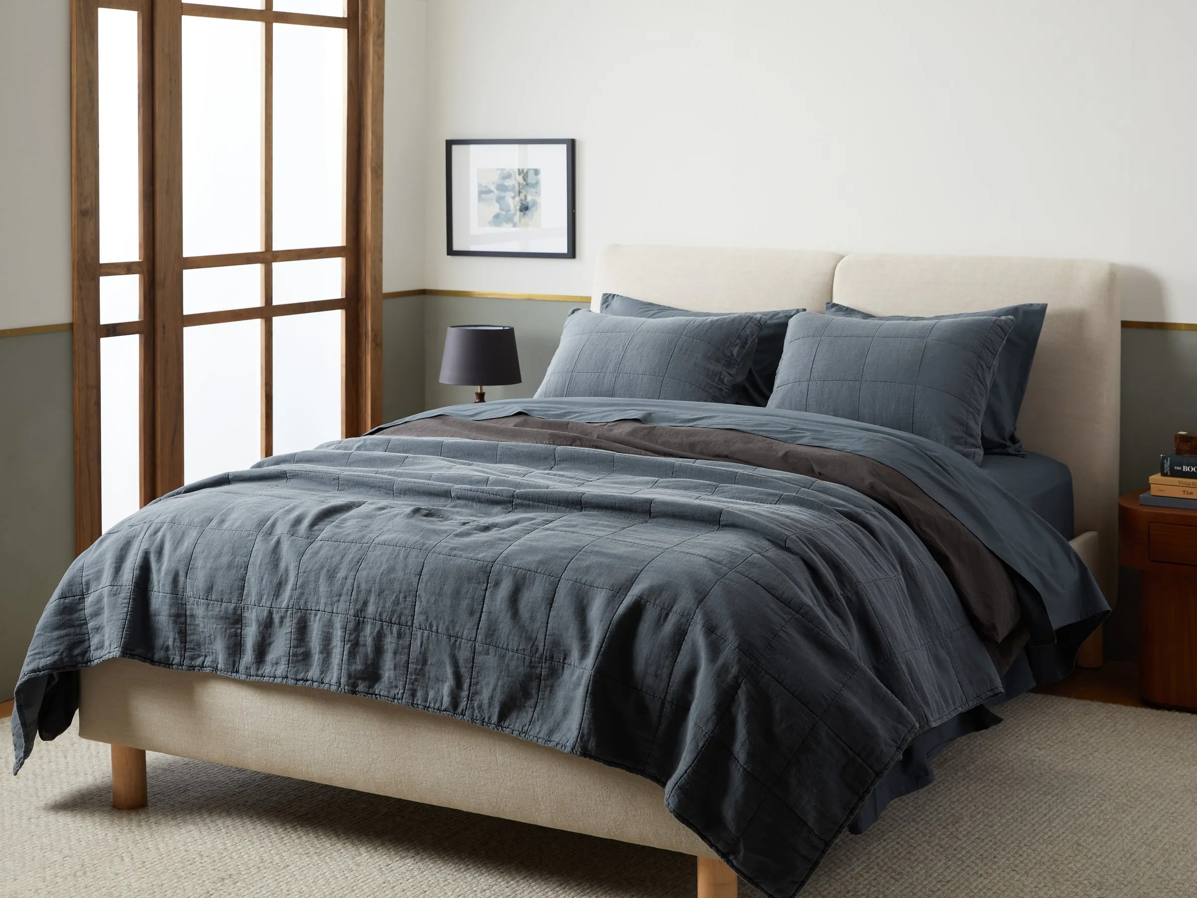 Linen Box Quilted Sham Set (Dusk)