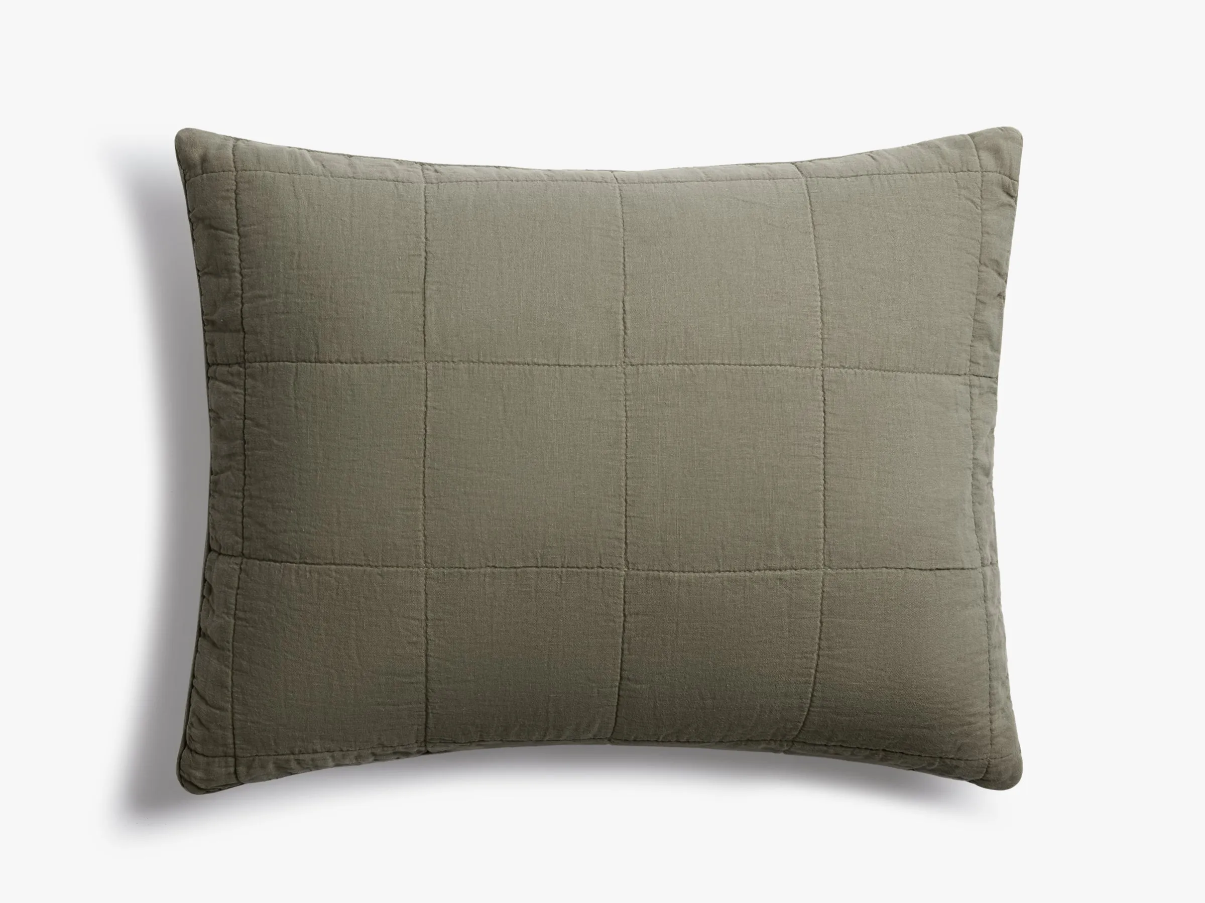 Linen Box Quilted Sham Set (Moss)
