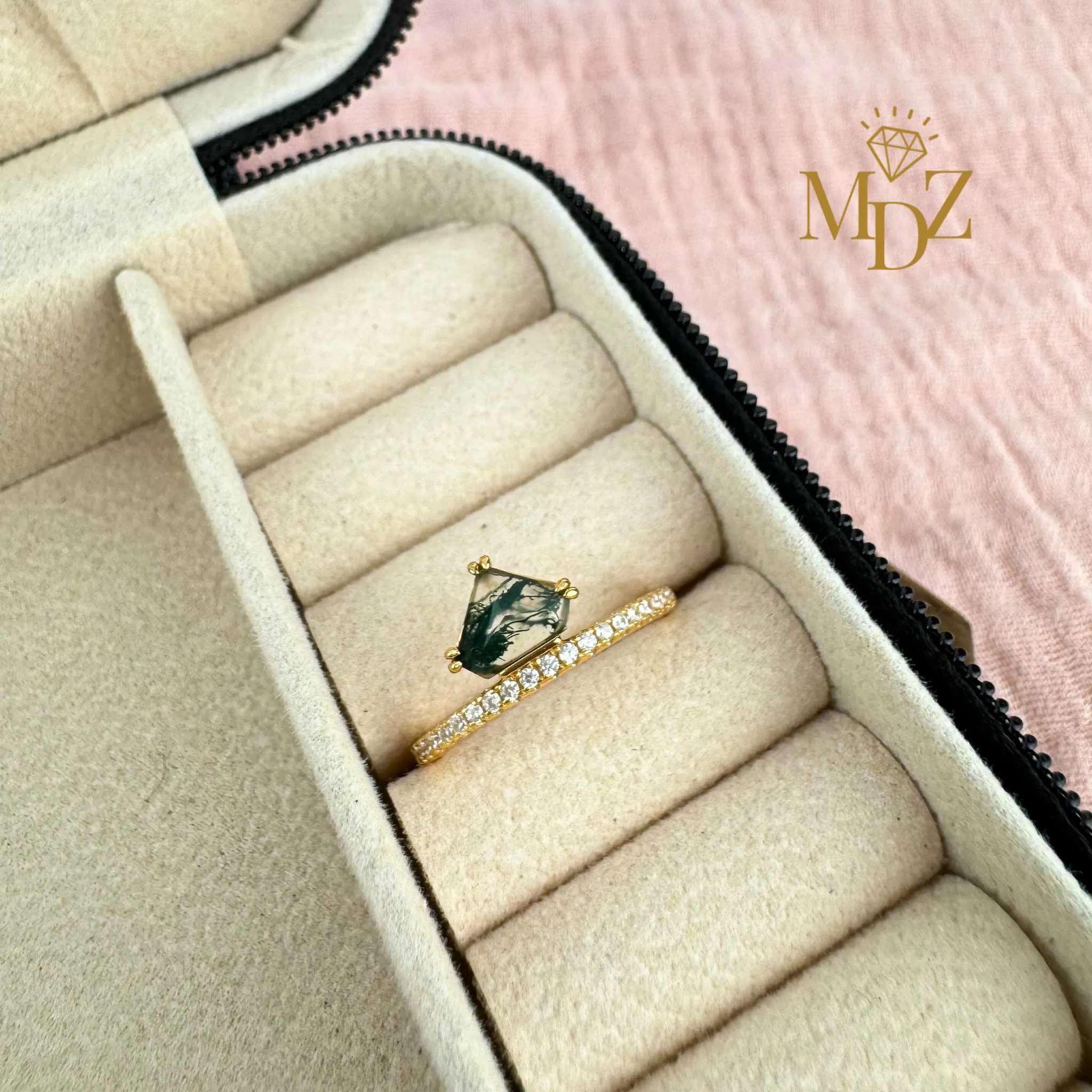 Minimalist Moss Agate Ring