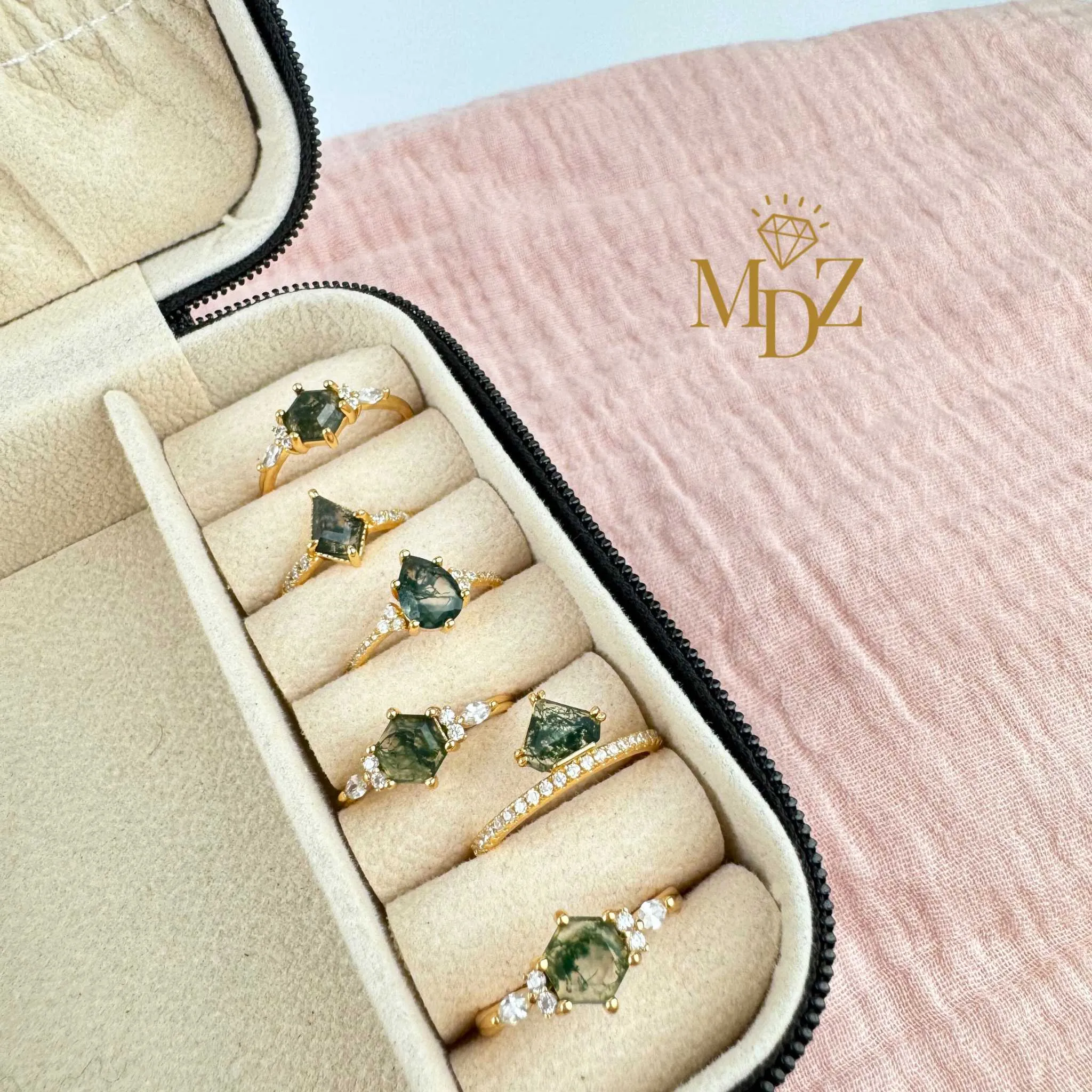 Minimalist Moss Agate Ring