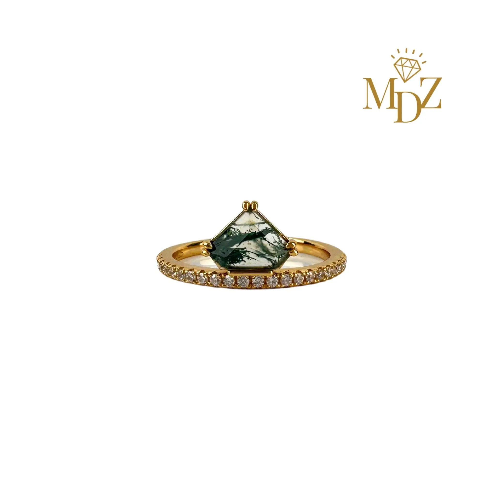 Minimalist Moss Agate Ring
