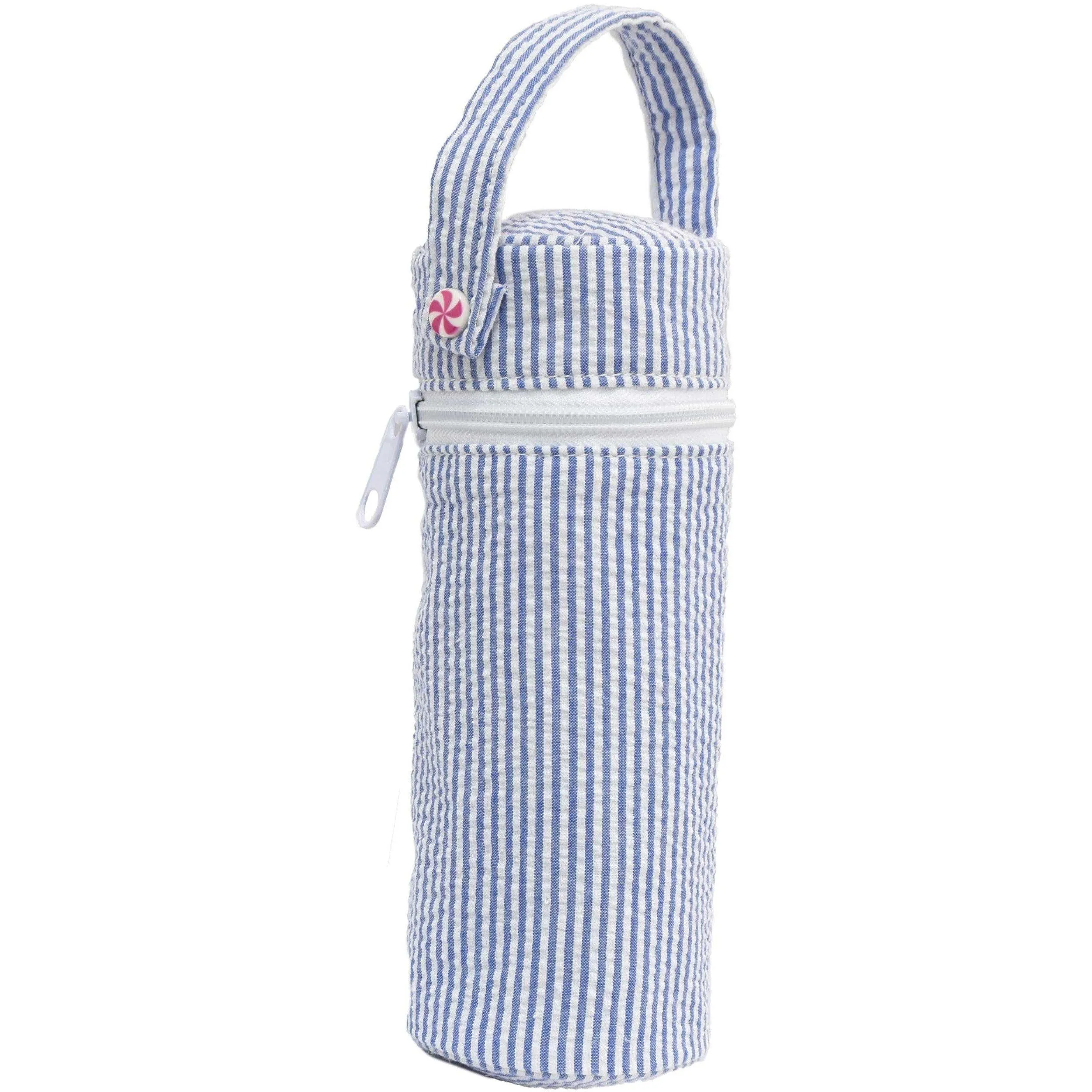 NAVY SEERSUCKER BOTTLE BAG