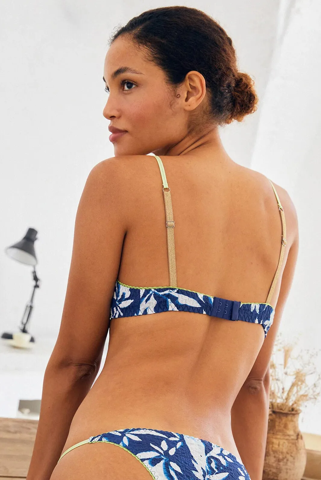 ORANGE BRA IN PRINTED COTTON SEERSUCKER
