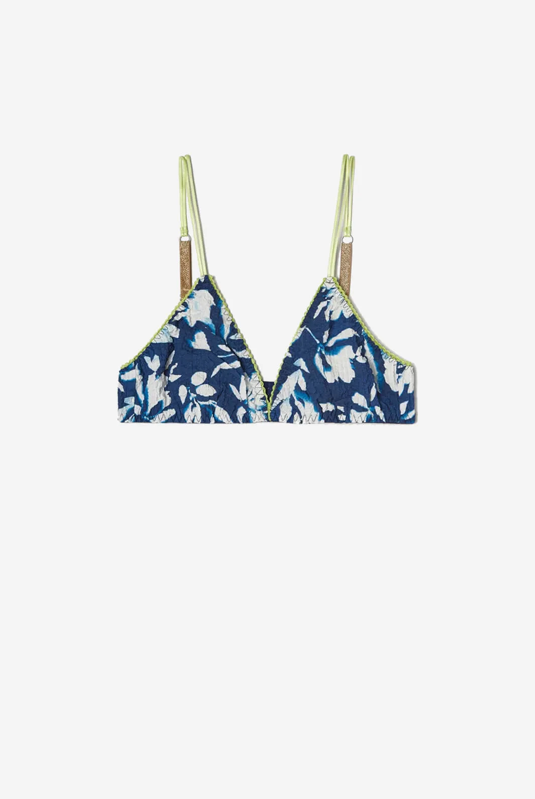 ORANGE BRA IN PRINTED COTTON SEERSUCKER