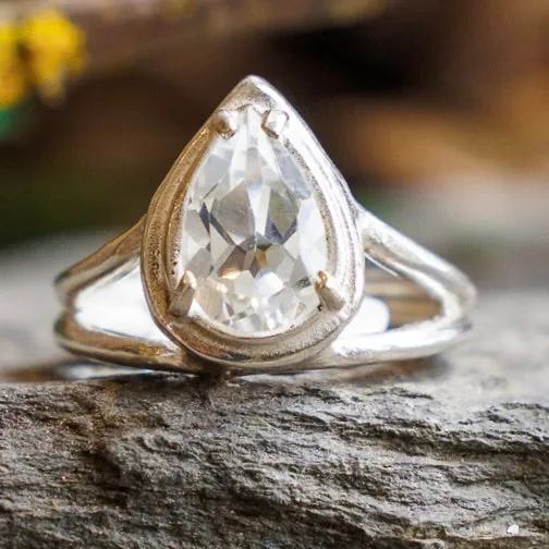 Princess Pear Cut Topaz Ring