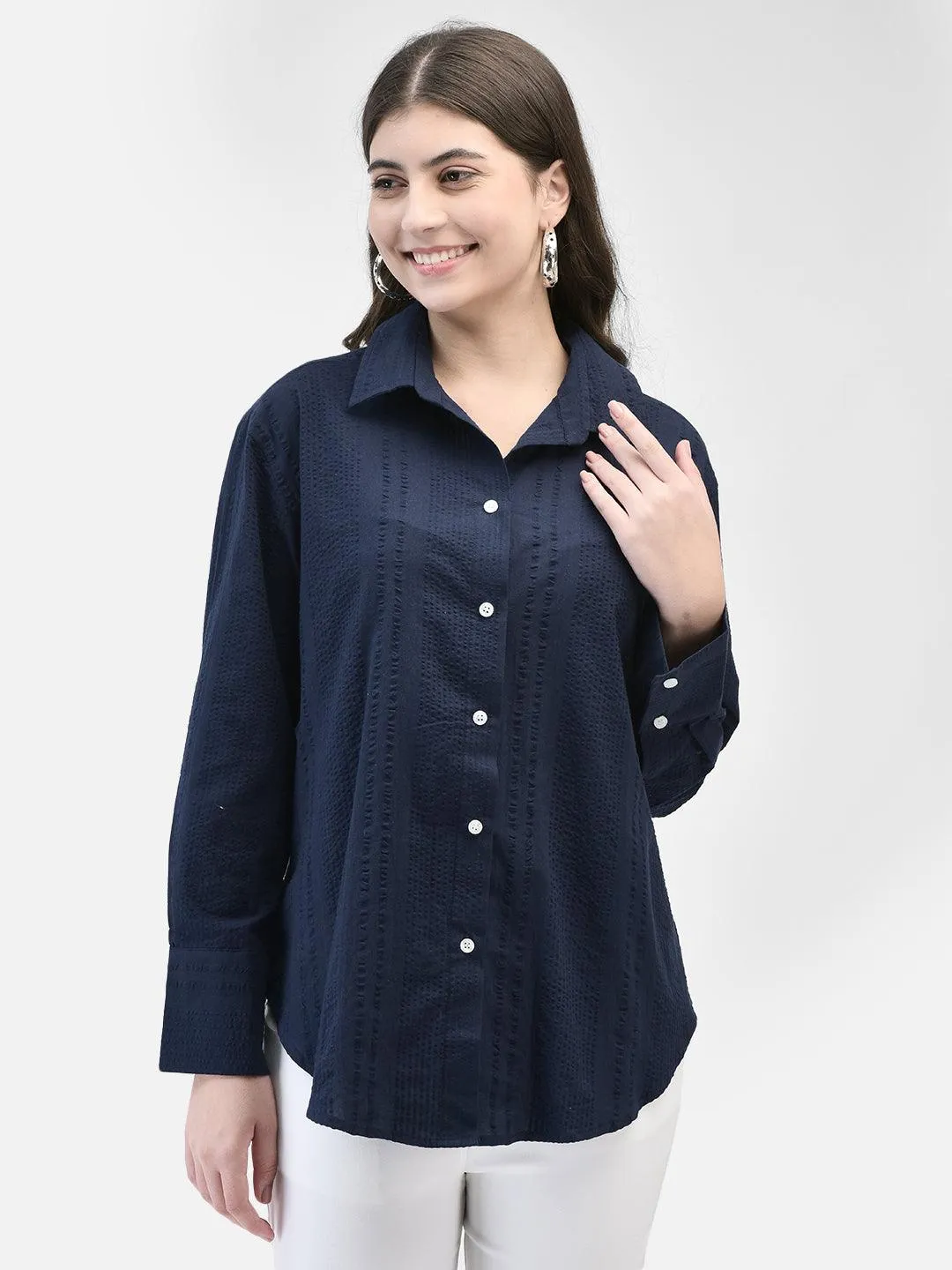SAPPHIRE SEERSUCKER SHIRT