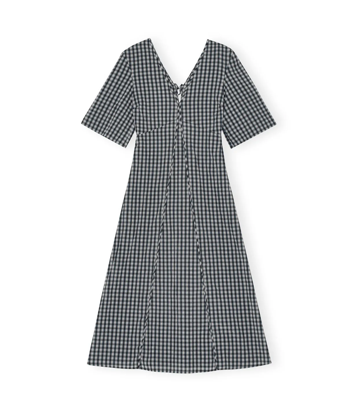 Seersucker Maxi Dress in Black and White Check