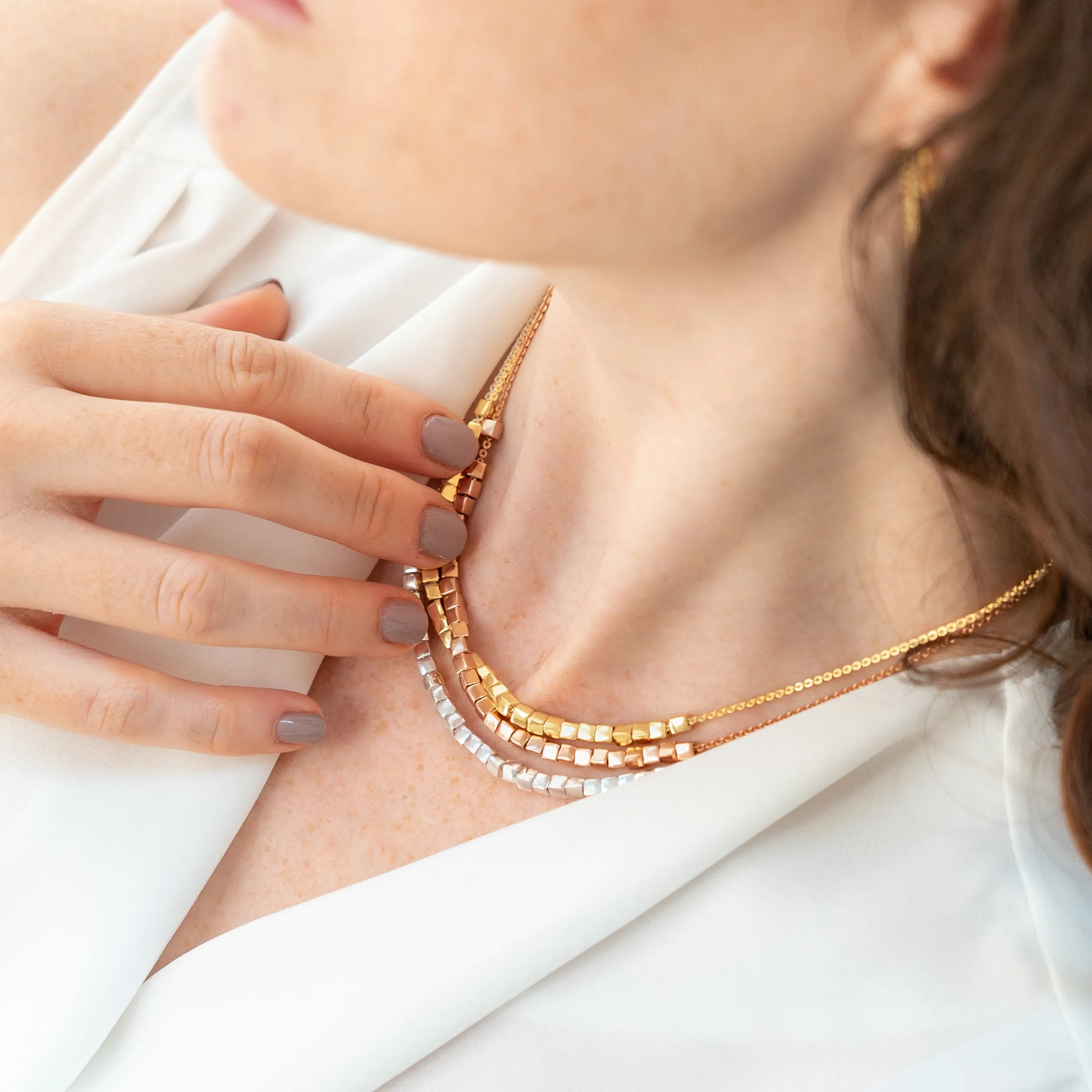 Silver Cube Necklace