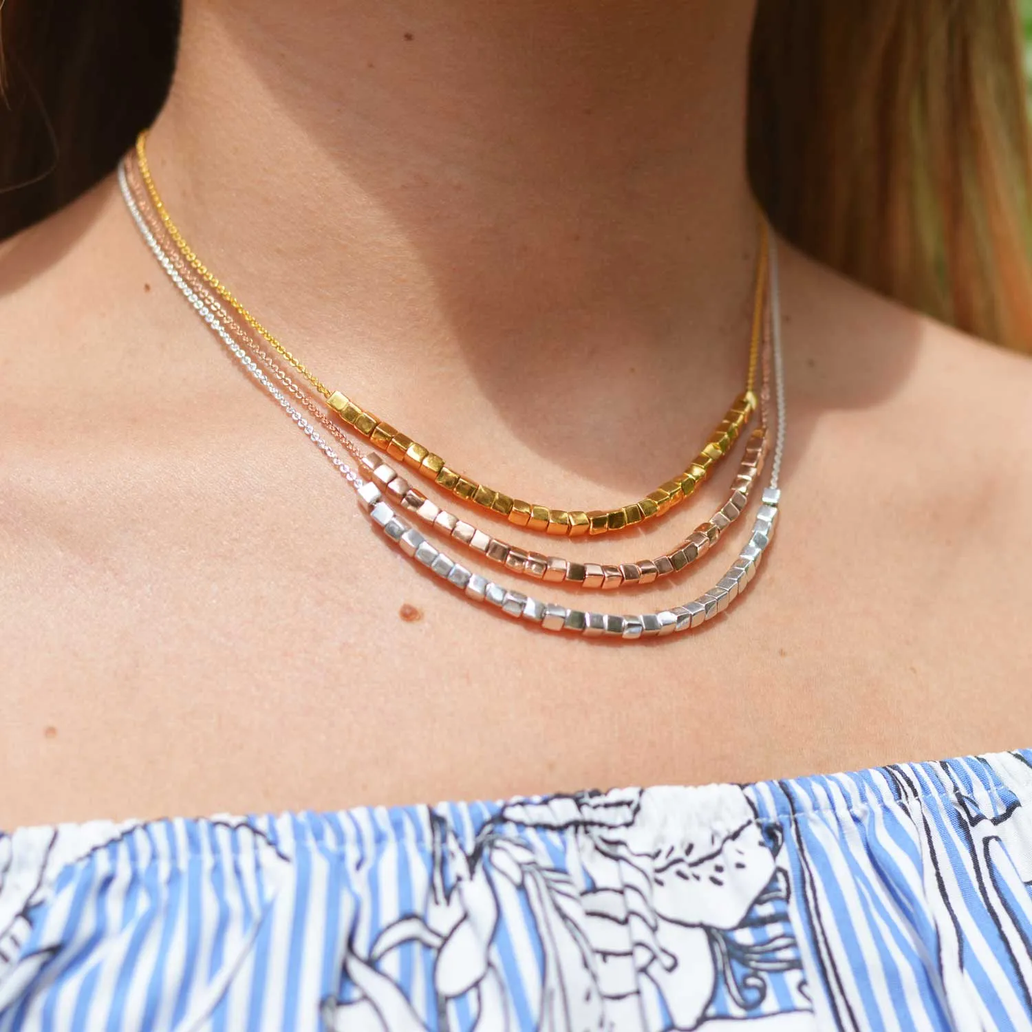 Silver Cube Necklace