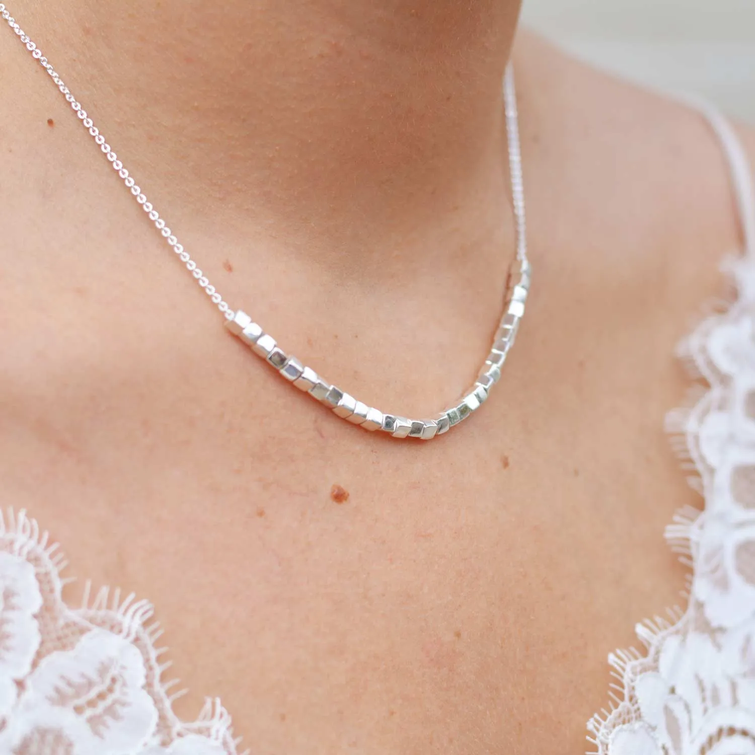 Silver Cube Necklace