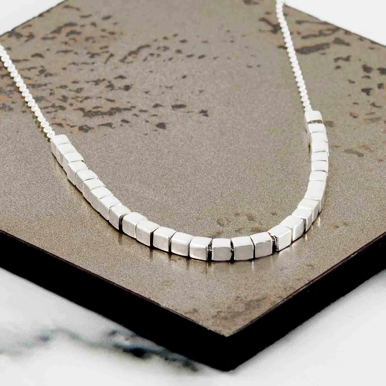 Silver Cube Necklace