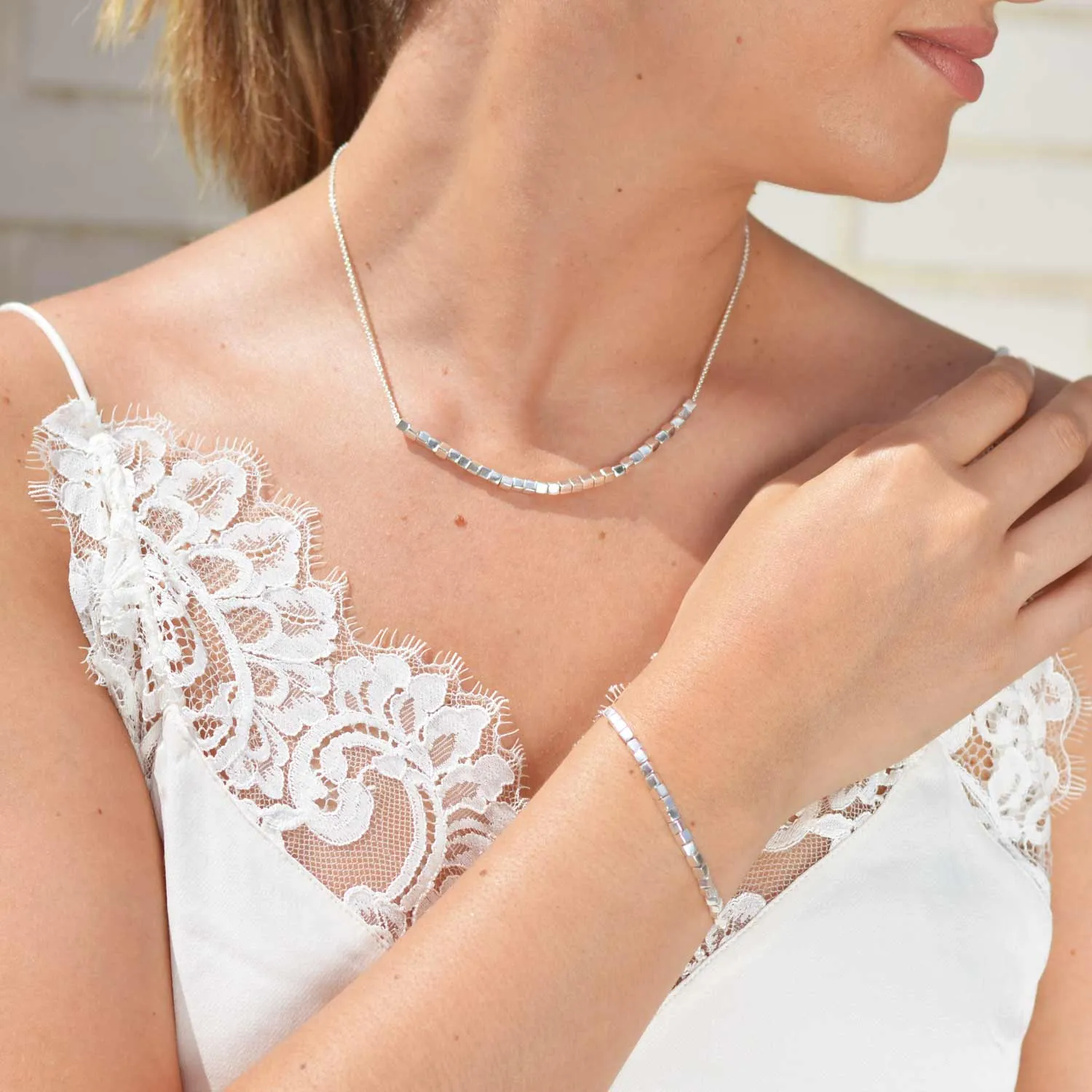 Silver Cube Necklace