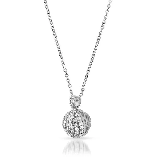 Silver CZ Micropave Ball Pendant Chain Set