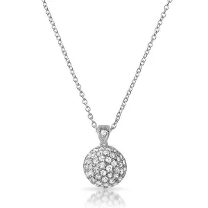 Silver CZ Micropave Ball Pendant Chain Set