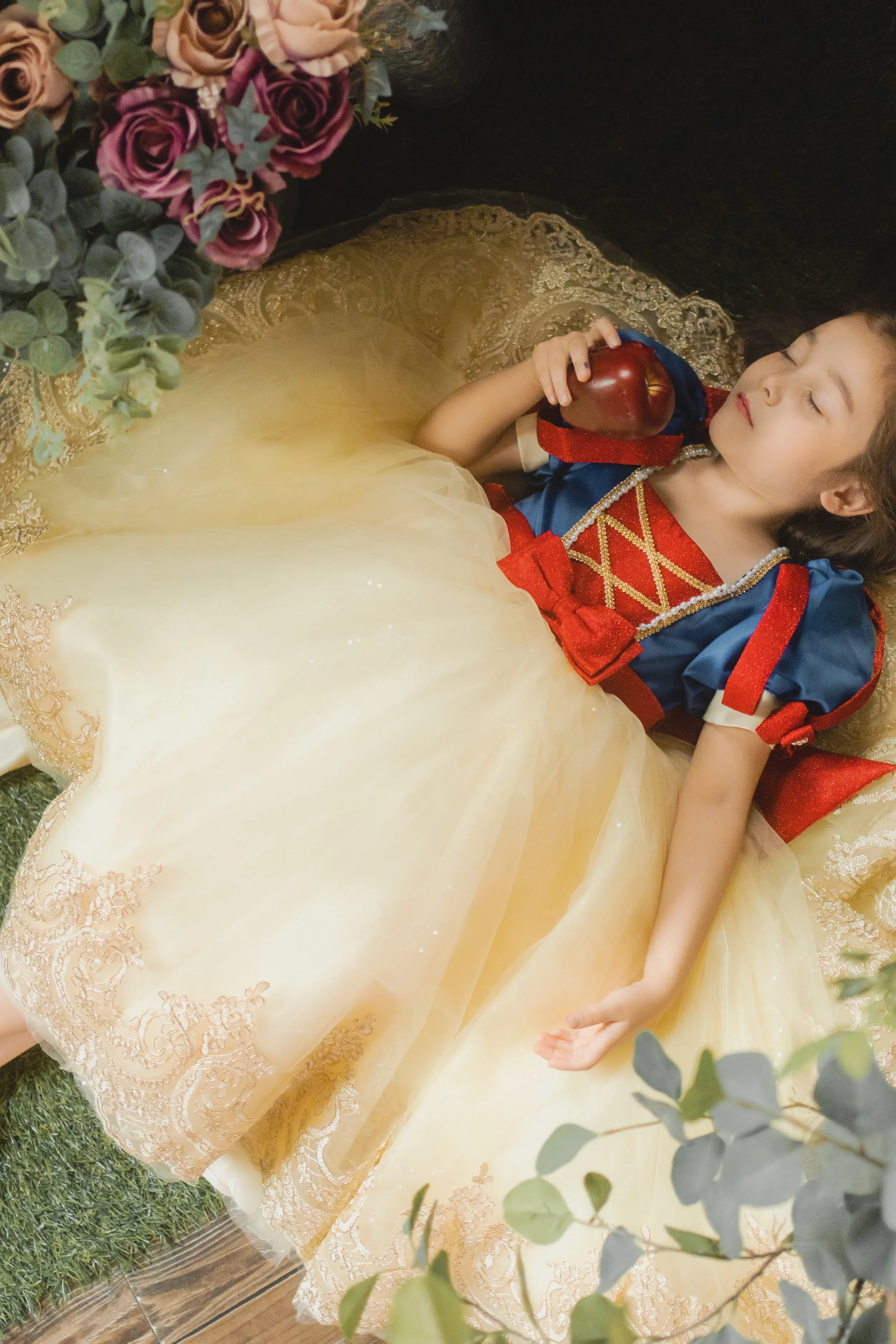 Snow White Blue, Red & Yellow Gown