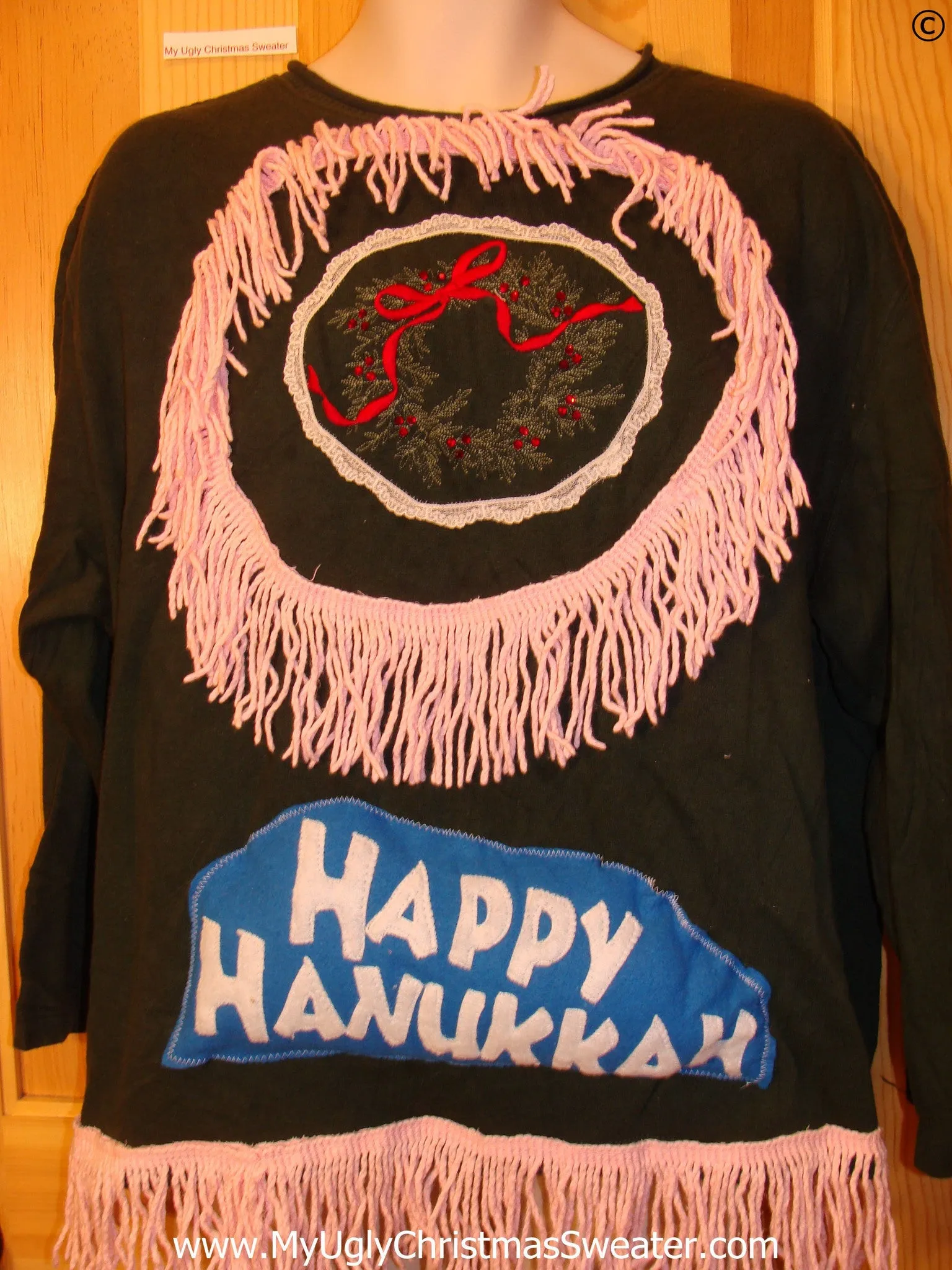 Tacky Christmas Sweatshirt Happy Hanukkah and Fringe