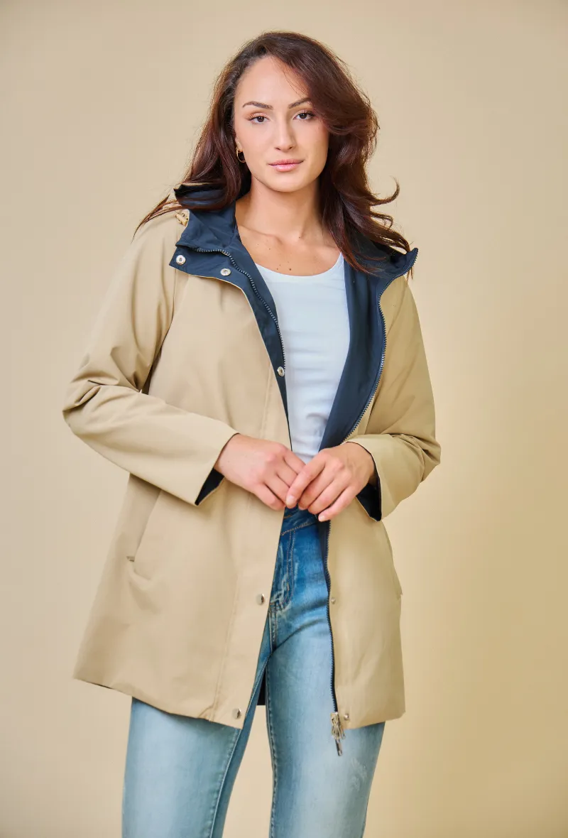TOM - Gabardine mi-longue imperméable et réversible