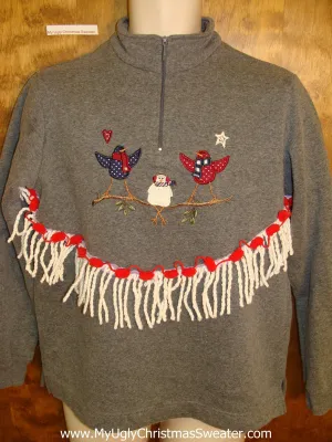 Two Birds and a Snowman Funny Novelty Christmas Sweatshirt